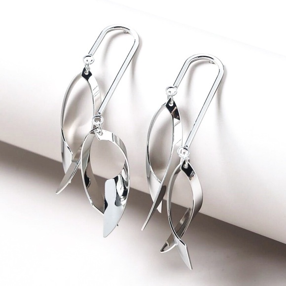 Any 2/$20! Silver Double Teardrop Stud Earrings - Picture 2 of 7